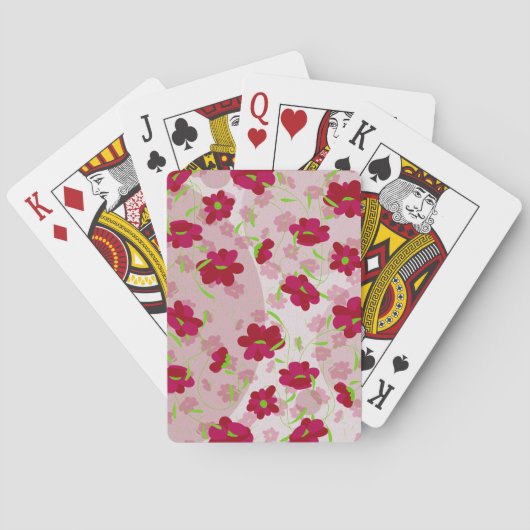 Roze en Rode Bloemen - Bloemmotief Pokerkaarten (Achterkant)