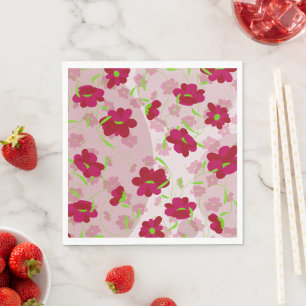 Roze en Rode Bloemen - Bloemmotief Servet