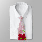 Roze en Rode Bloemen - Bloemmotief Stropdas (Gebonden)