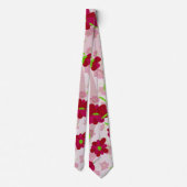 Roze en Rode Bloemen - Bloemmotief Stropdas (Achterkant)