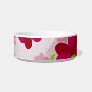 Roze en Rode Bloemen - Bloemmotief Voerbakje