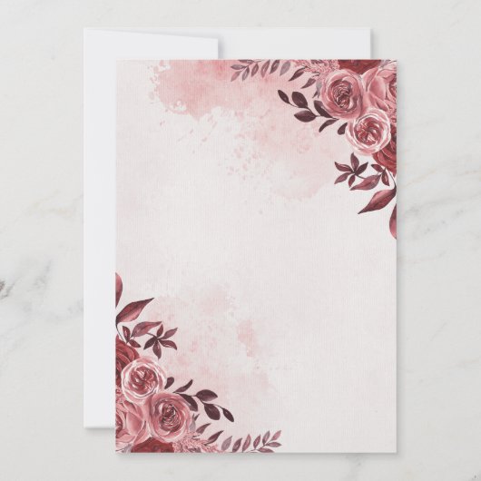 Roze en rode bloemen bruiloft uitnodiging (Achterkant)