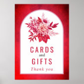 Roze en rode bloemen en bruiloft met bladeren poster (Voorkant)