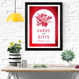 Roze en rode bloemen en bruiloft met bladeren poster