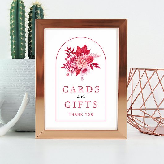 Roze en rode bloemen en bruinkoolteken poster