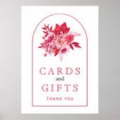 Roze en rode bloemen en bruinkoolteken poster (Voorkant)