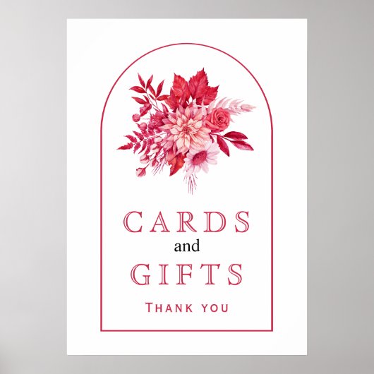 Roze en rode bloemen en bruinkoolteken poster (Voorkant)