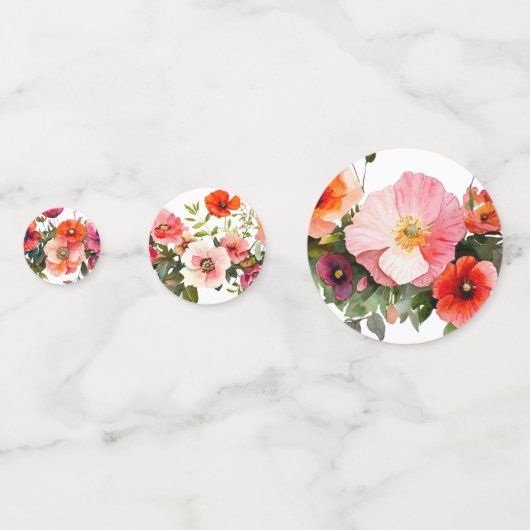 Roze en Rode Bloemen Feesttafel Confetti (Achterkanten)