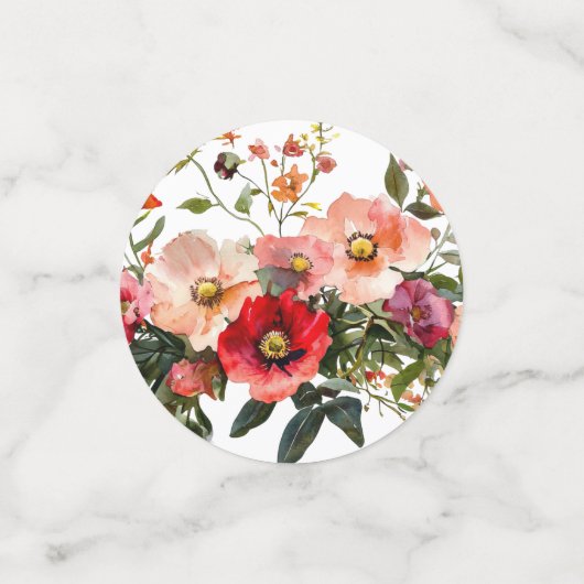 Roze en Rode Bloemen Feesttafel Confetti (Kleine voorkant)