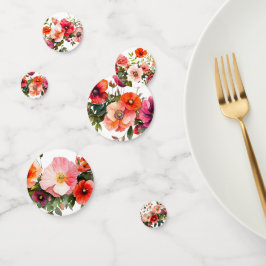 Roze en Rode Bloemen Feesttafel Confetti