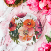 Roze en Rode Bloemen Feesttafel Papieren Bordje