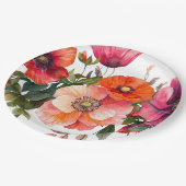 Roze en Rode Bloemen Feesttafel Papieren Bordje (Gekanteld)