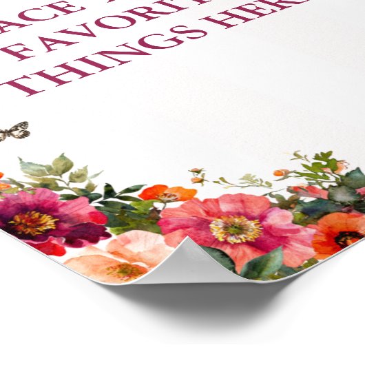 Roze en Rode Bloemen Partijteken Poster (Hoek)