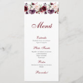 Roze en Rode Bloemen Quinceañera Menu (Voorkant)
