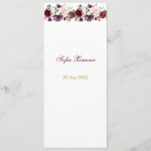 Roze en Rode Bloemen Quinceañera Menu (Achterkant)