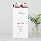 Roze en Rode Bloemen Quinceañera Menu (Staand voorkant)