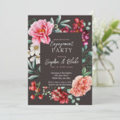 Roze en rode bloemen | Slate Engagement Party Kaart (Staand voorkant)