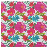 Roze en rode bloemen stof (Swatch)