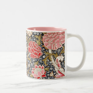 roze en rode bloemen van William Morris Tweekleurige Koffiemok