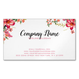 Roze en rode bloemen visitekaartje magneet