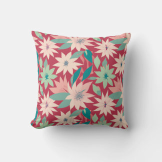 Roze en rode bloemenprint kussen