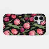 Roze en Rode Bloemige Tulp Appel iPhone 16 Hoesje (Achterkant horizontaal)