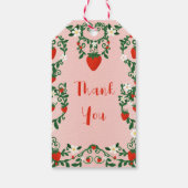 Roze en Rode Bloemslingers Aardbeien Party Cadeaulabel (Achterkant)