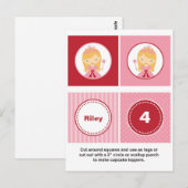 Roze en Rode Blonde Prinses Cupcake Toppers Briefkaart (Voorkant / Achterkant)