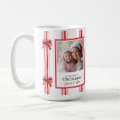 Roze en Rode Bogen Kerstfoto Mok (Links)