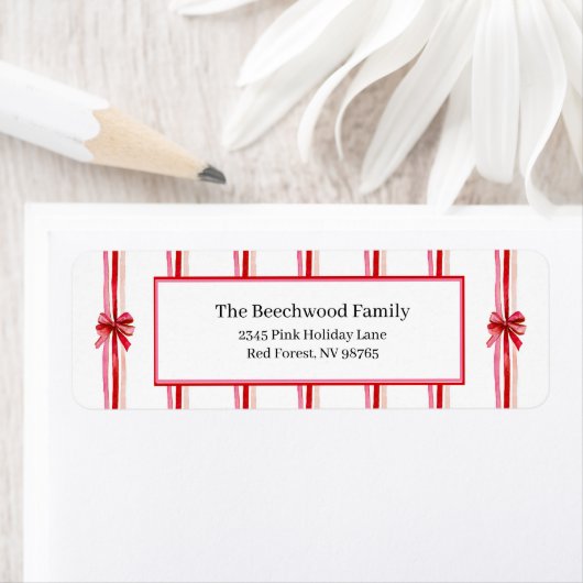 Roze en Rode Bogen Kerstmis Retour Adres Label (Insitu)