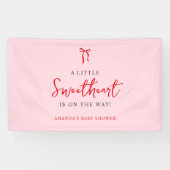 Roze en rode boog Valentijns Baby shower Spandoek (Horizontaal)
