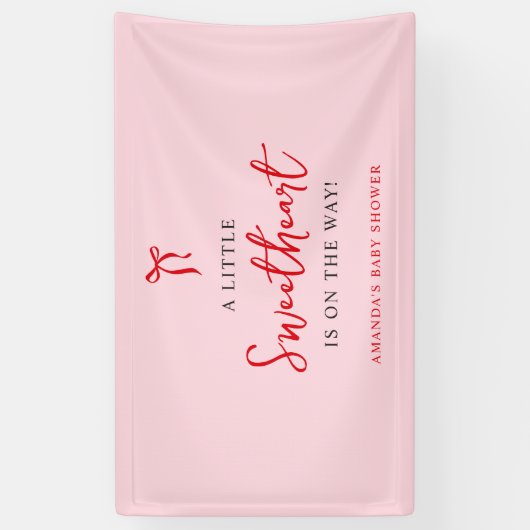 Roze en rode boog Valentijns Baby shower Spandoek (Verticaal)