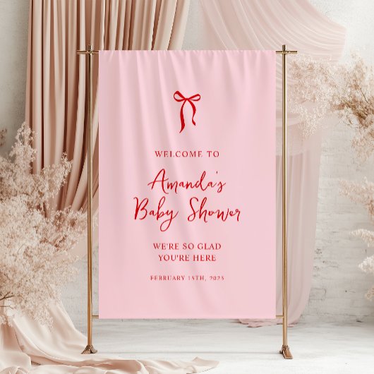 Roze en Rode Boog Valentijns Baby shower Welkom Spandoek