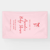 Roze en Rode Boog Valentijns Baby shower Welkom Spandoek (Horizontaal)