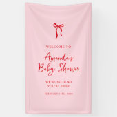 Roze en Rode Boog Valentijns Baby shower Welkom Spandoek (Verticaal)
