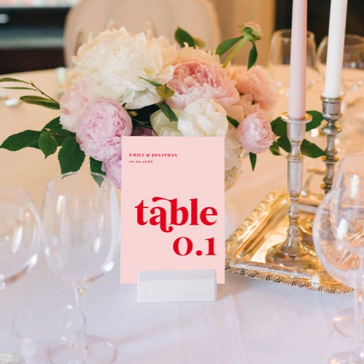 Roze en rode bruiloft kaart