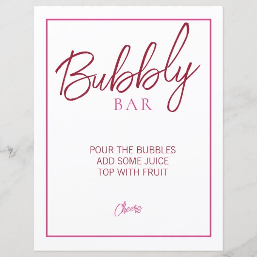 Roze en Rode Bubble Bar Teken (Voorkant)