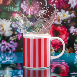 Roze en Rode Candy Strepen Koffiemok