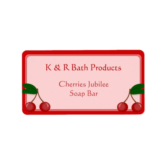 Roze en Rode Cherry Soap Label Sticker (Voorkant)