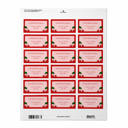 Roze en Rode Cherry Soap Label Sticker (Full Sheet)