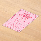 Roze en Rode Cherub Whimsical Bruiloftsborrel Acryl Uitnodigingen (Laagn)