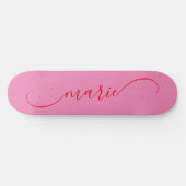 Roze en rode Classy Curved Swash Handtekening Naam Persoonlijk Skateboard (Horizontaal)