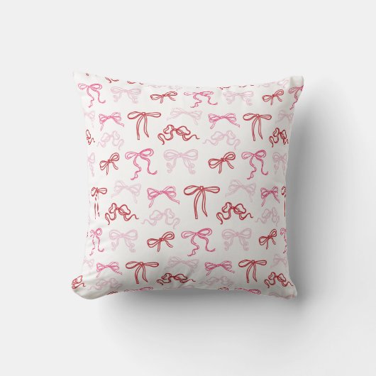 Roze en rode coquette strik patroon kussen (Voorkant)