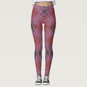 Roze en rode diagonale lijnen geruit D-grijs BG Leggings