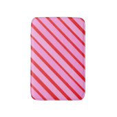 Roze en rode diagonale strepen  badmat (Voorkant Verticaal)