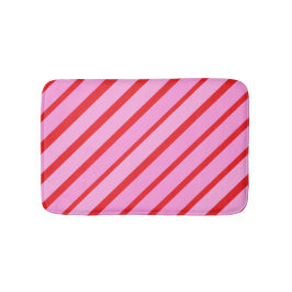 Roze en rode diagonale strepen  badmat
