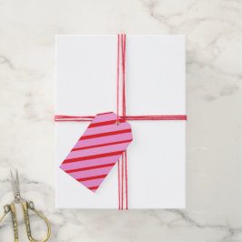 Roze en rode diagonale strepen cadeaulabel