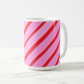 Roze en rode diagonale strepen koffiemok (Voorkant rechts)