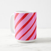 Roze en rode diagonale strepen koffiemok (Voorkant links)