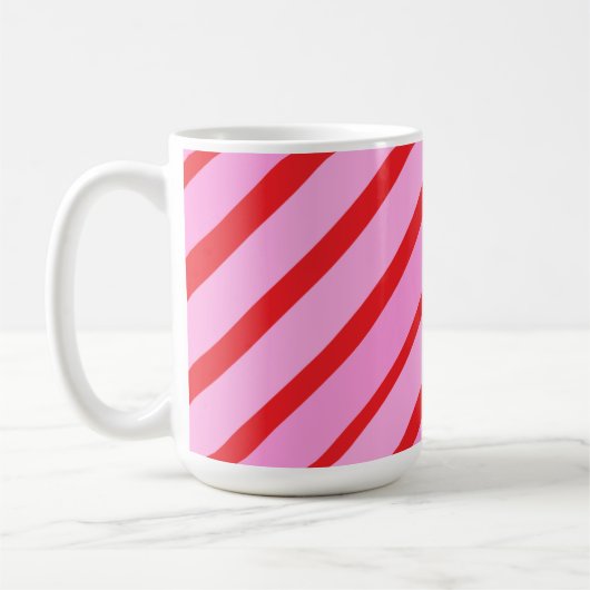 Roze en rode diagonale strepen koffiemok (Links)